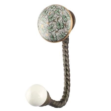 Green Ceramic Iron Wall Hook in Antique Fitting